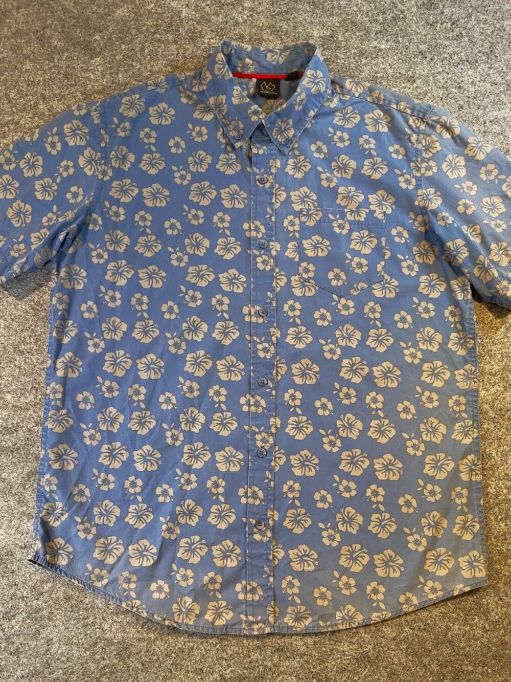 Burnside Blue Floral Button‑Up Shirt Size L